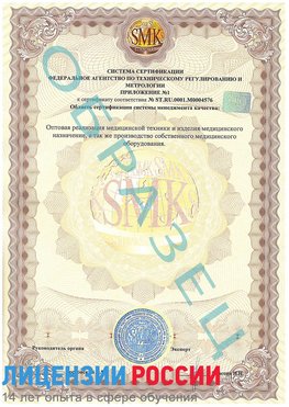 Образец сертификата соответствия (приложение) Реутов Сертификат ISO 13485